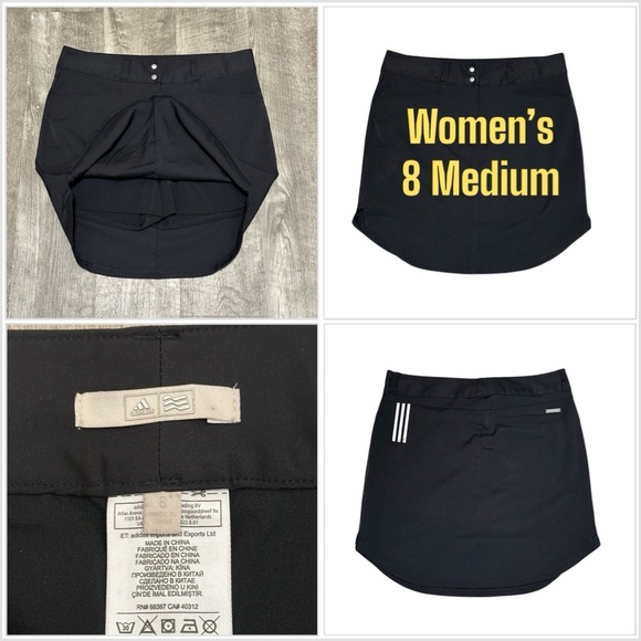 Women's Adidas 8 Medium Skort Skirt Leggings Chino Khakis Active Black Pockets - Picture 1 of 10